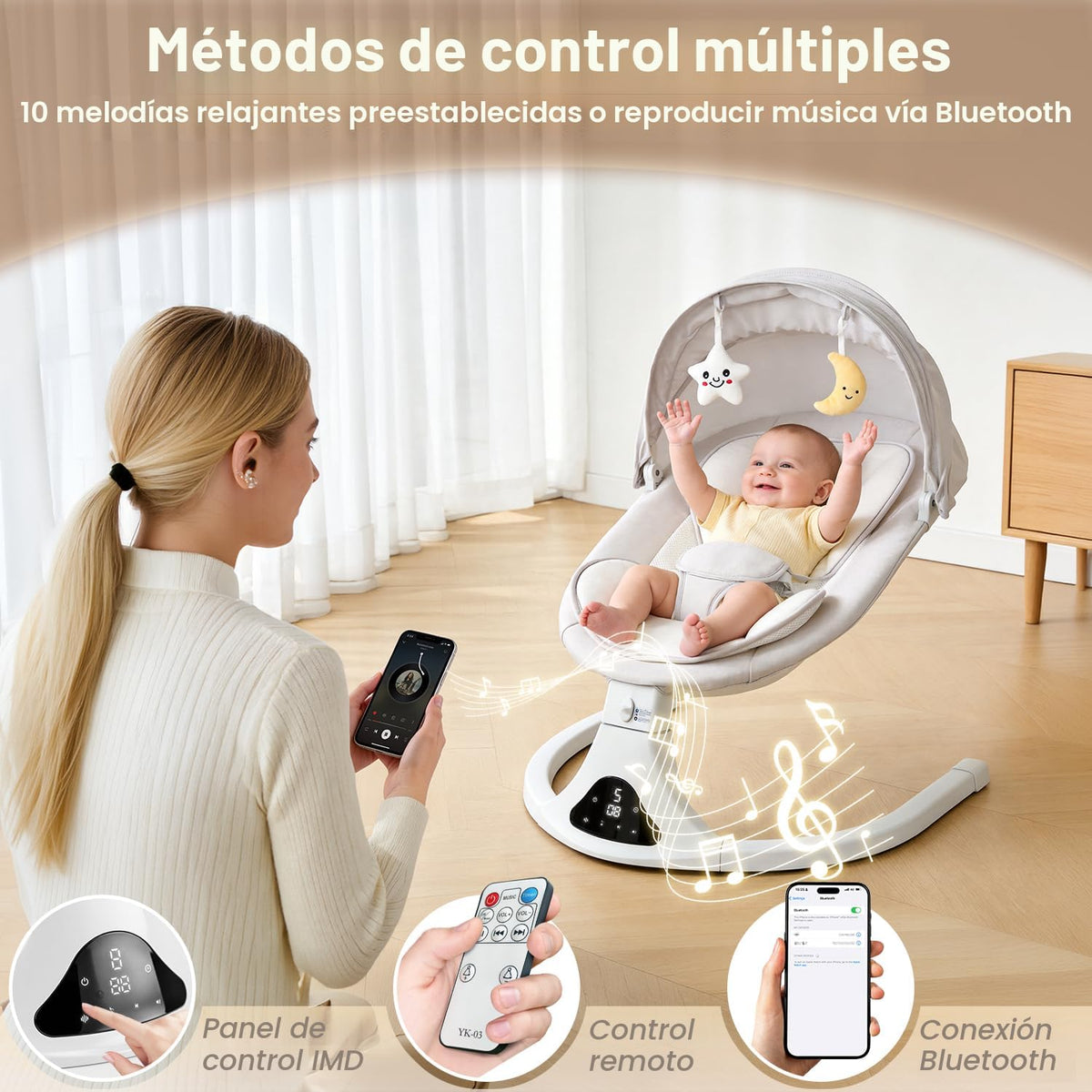 Columpio eléctrico para bebés y niños pequeños | Columpio portátil...