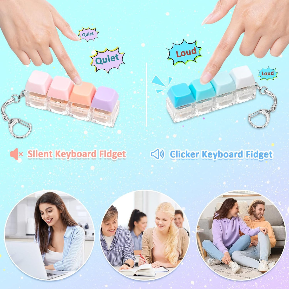 Juguete sensorial de clicker con teclado, 2 piezas, juguete para an...
