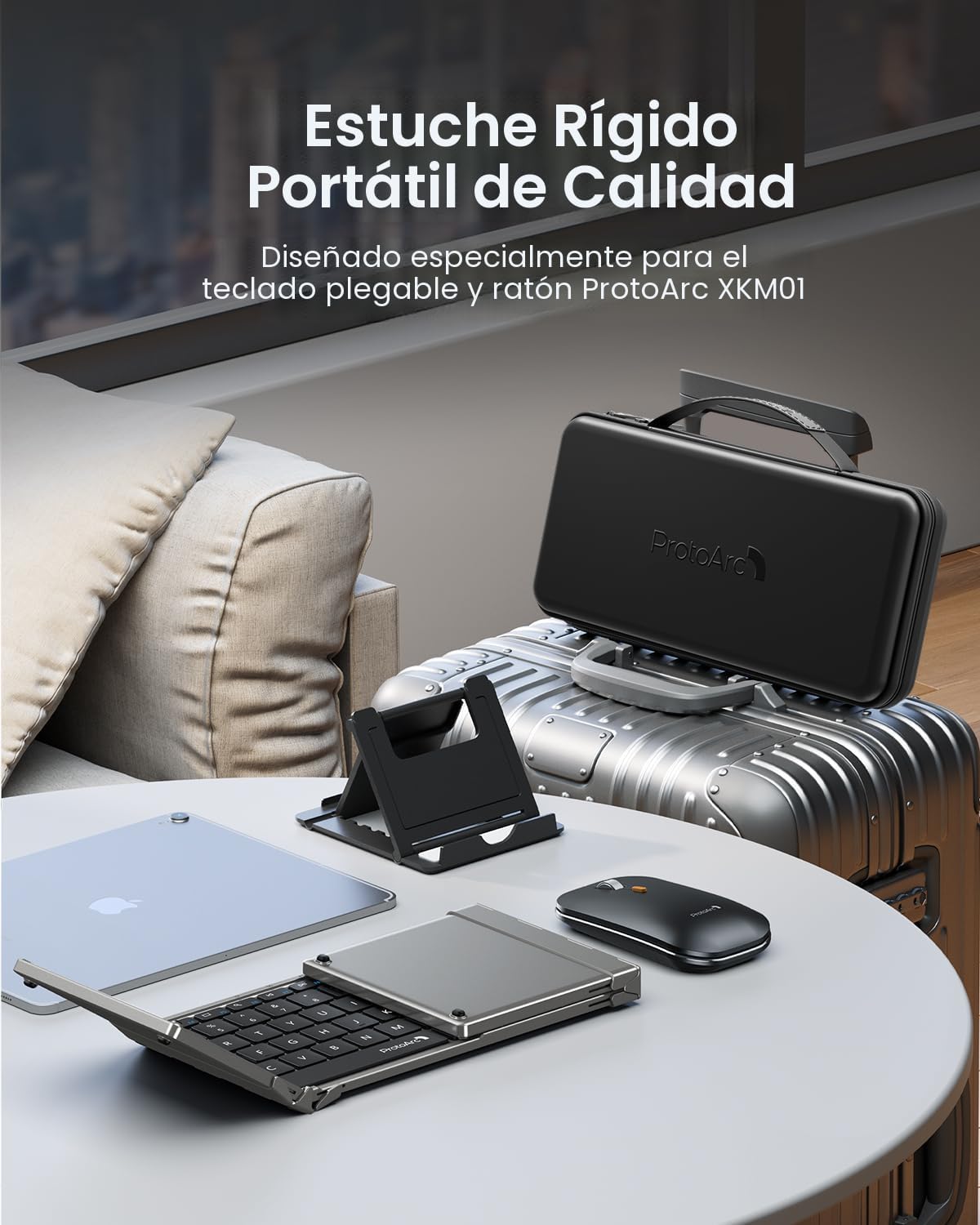 ProtoArc XKM01 Combo de teclado y ratón plegable de tamaño completo...