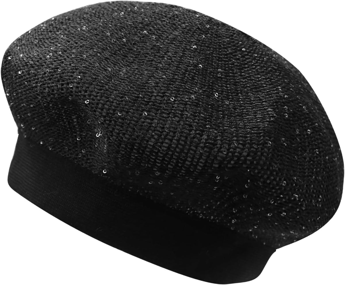 MOSSTYUS Boina ligera de encaje para mujer, diseño floral, transpir...