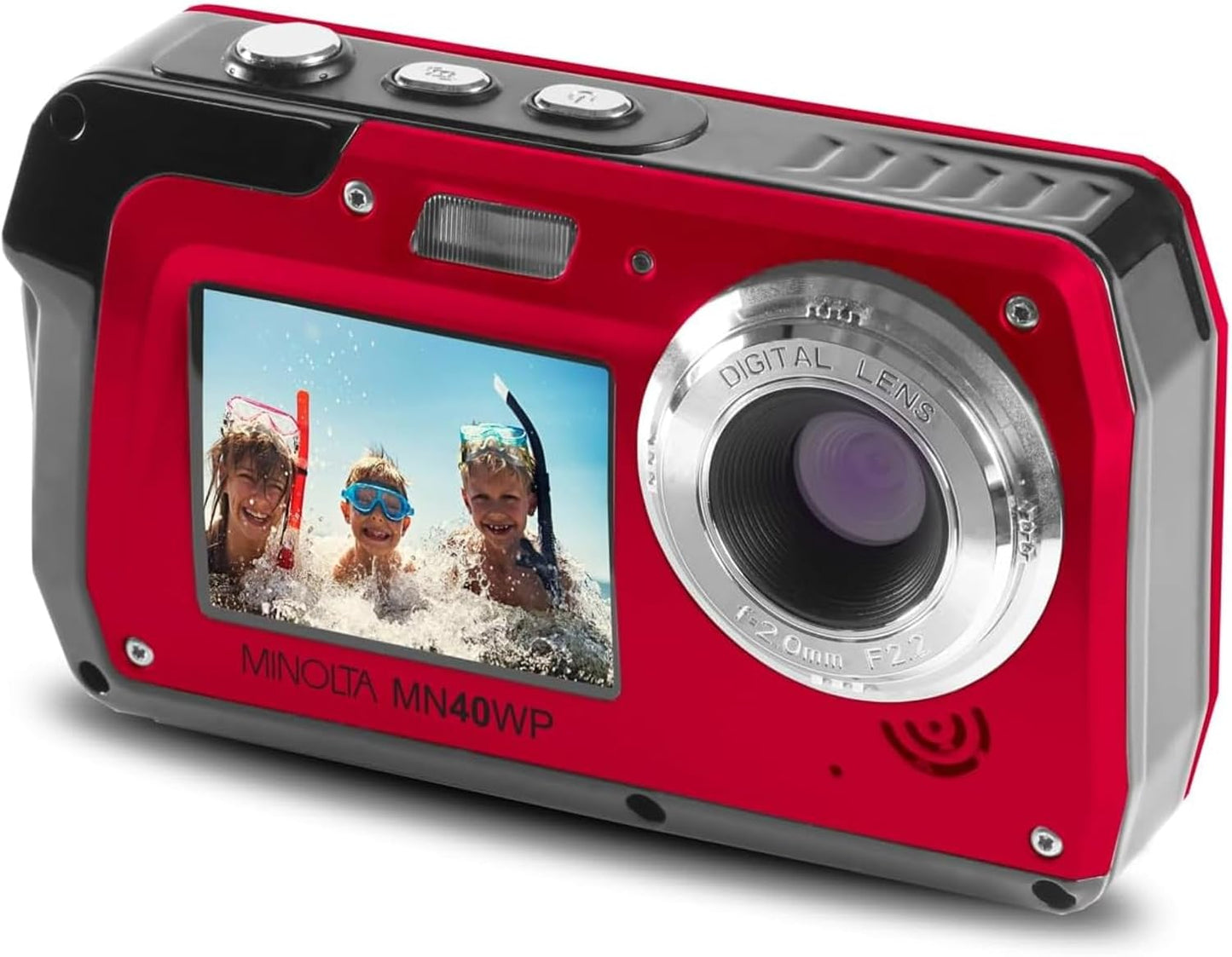 Minolta MN40WP 48MP QHD Cámara impermeable con pantalla LCD dual, c...