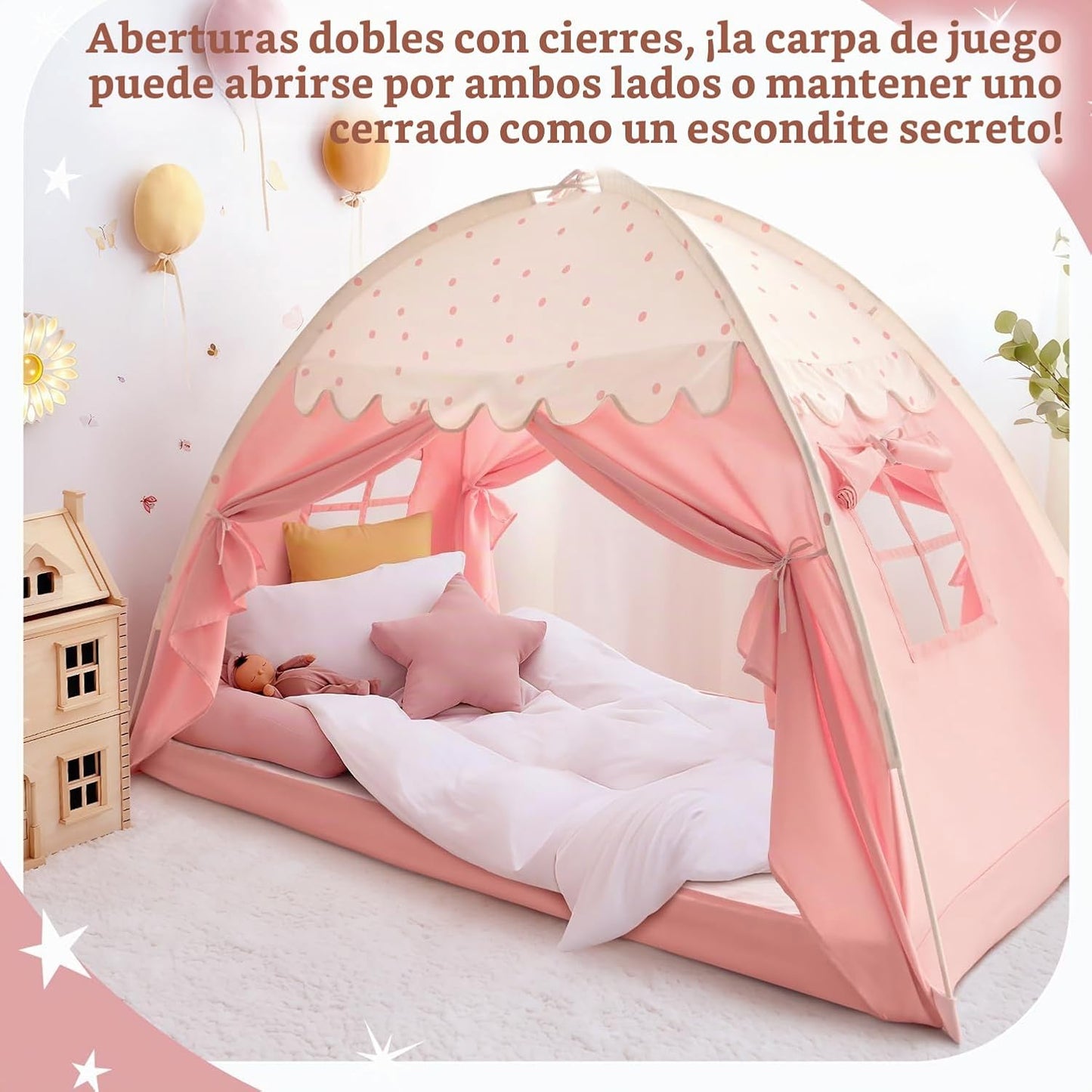 Tienda de campaña con dosel de cama de tamaño individual para niños...