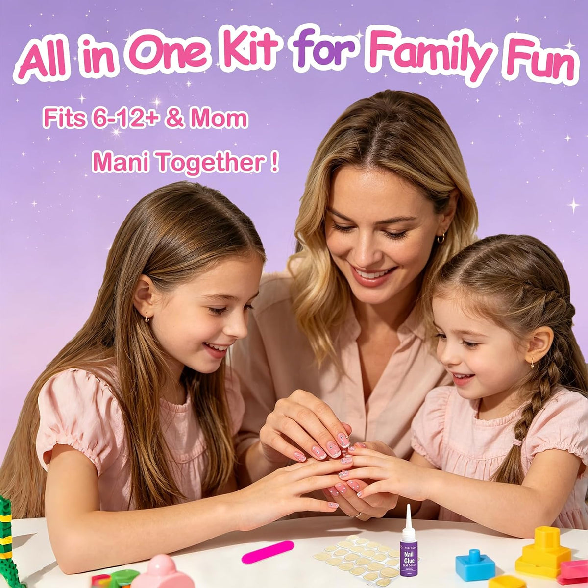 72 uñas a presión para niños, uñas francesas con perlas, lazos, flo...