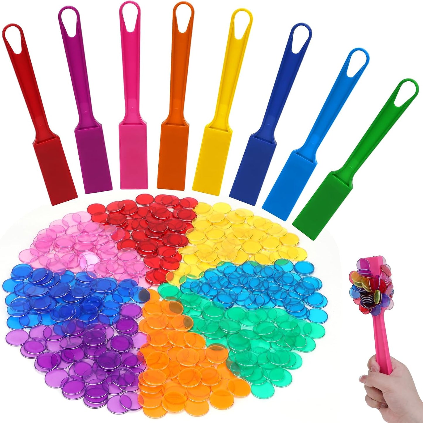 SAYAYA Juego de 8 varitas magnéticas de bingo y fichas, incluye 400...