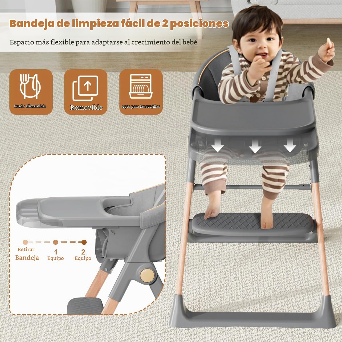 Silla Alta para Bebé, Sillas Altas para Bebés y Niños Pequeños, Sil...