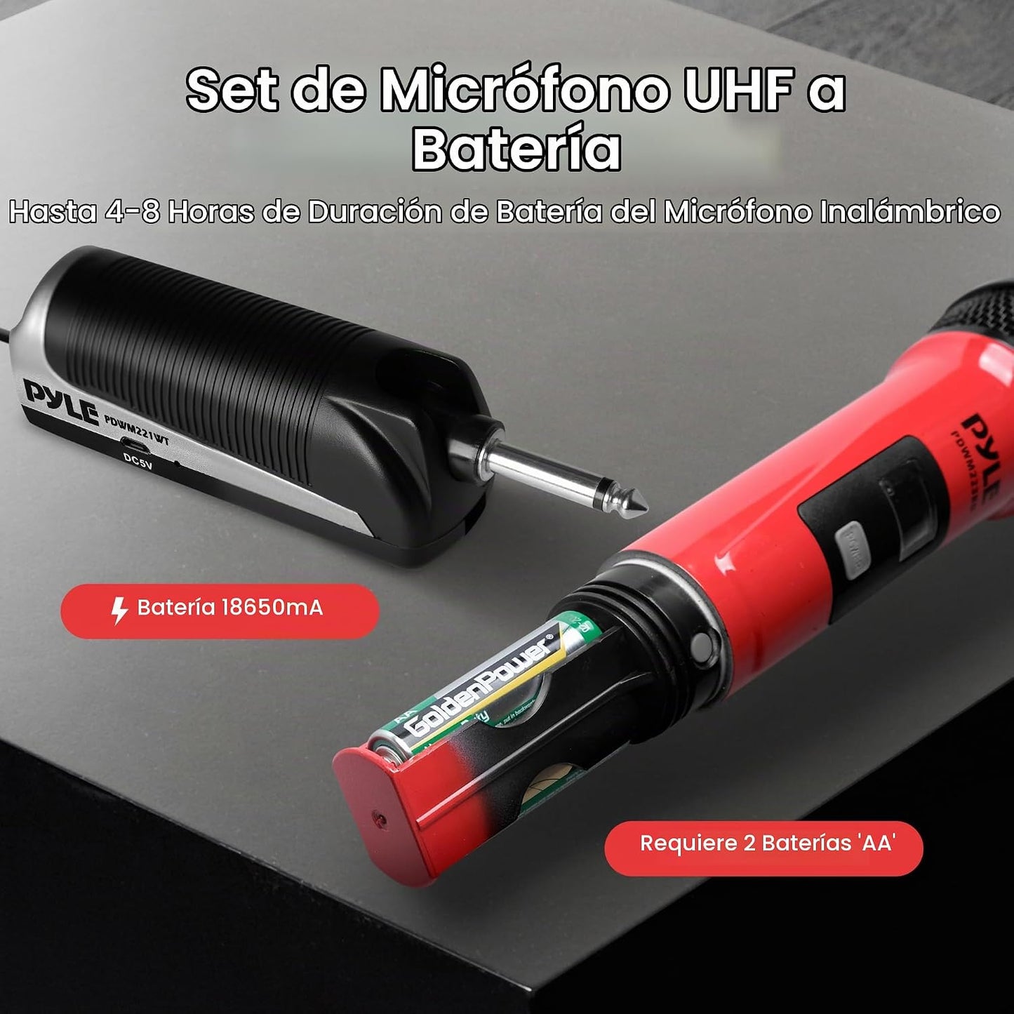 Pyle Sistema de micrófono inalámbrico de 4 canales, sistema recepto...
