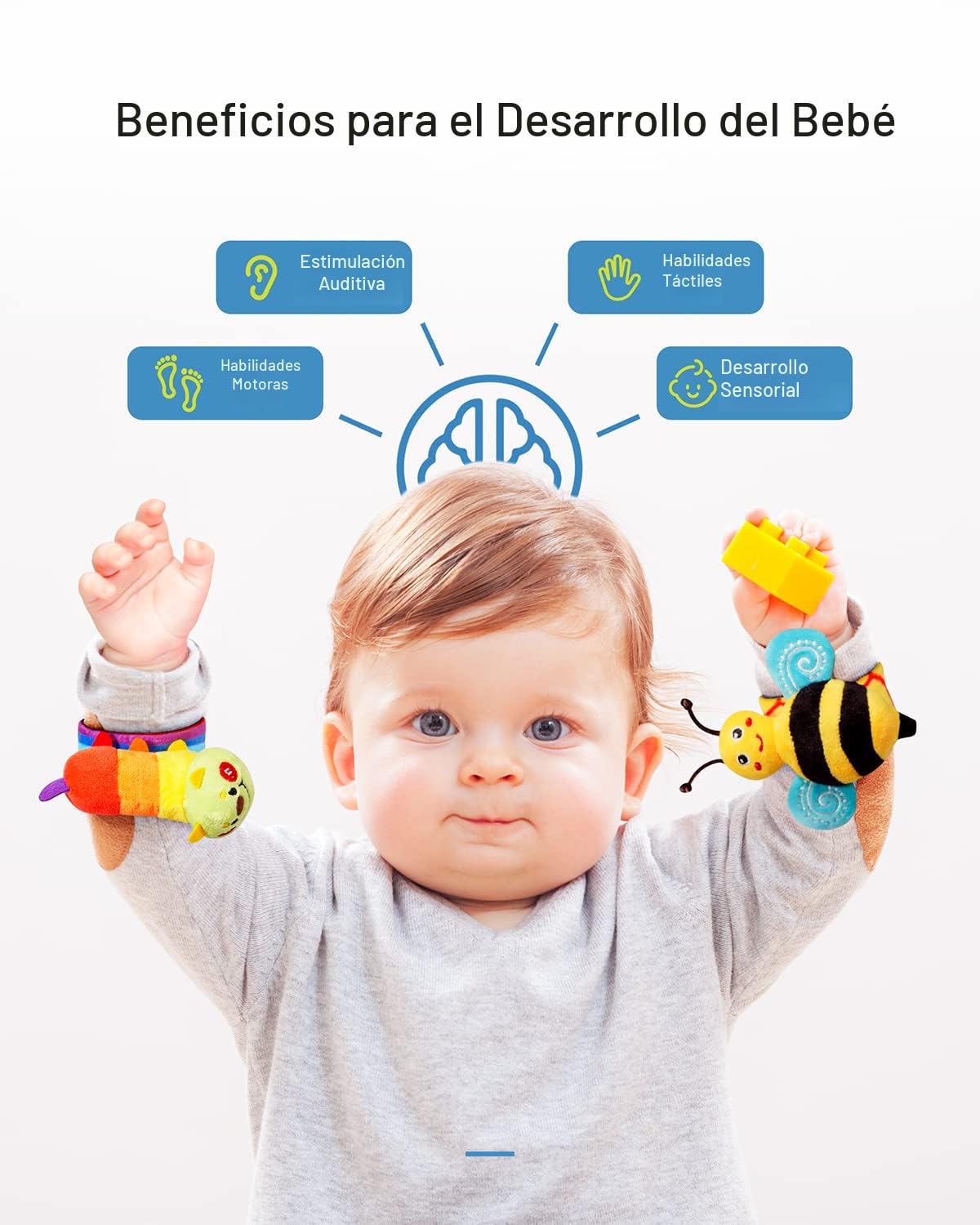 Infinno Calcetines con sonajero de muñeca y juego de calcetines con...