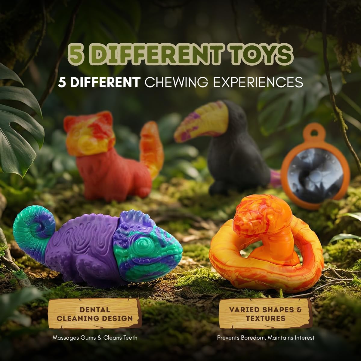 Happy PowerFlex Jungle Trek - Juguetes masticables para perros, jue...