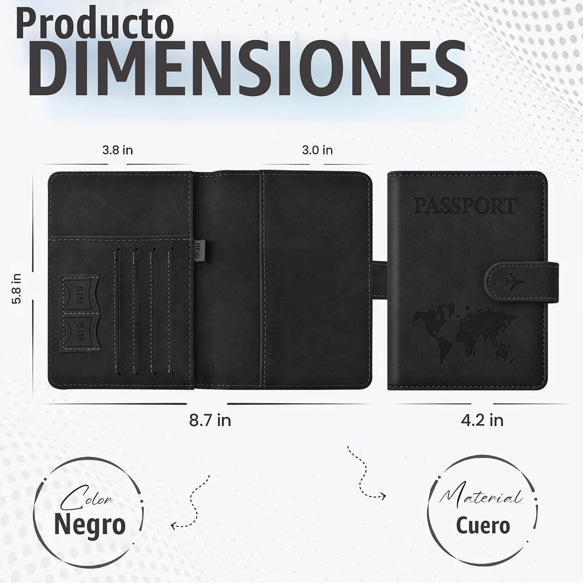 Soporte para pasaporte para artículos esenciales de viaje, funda ti...