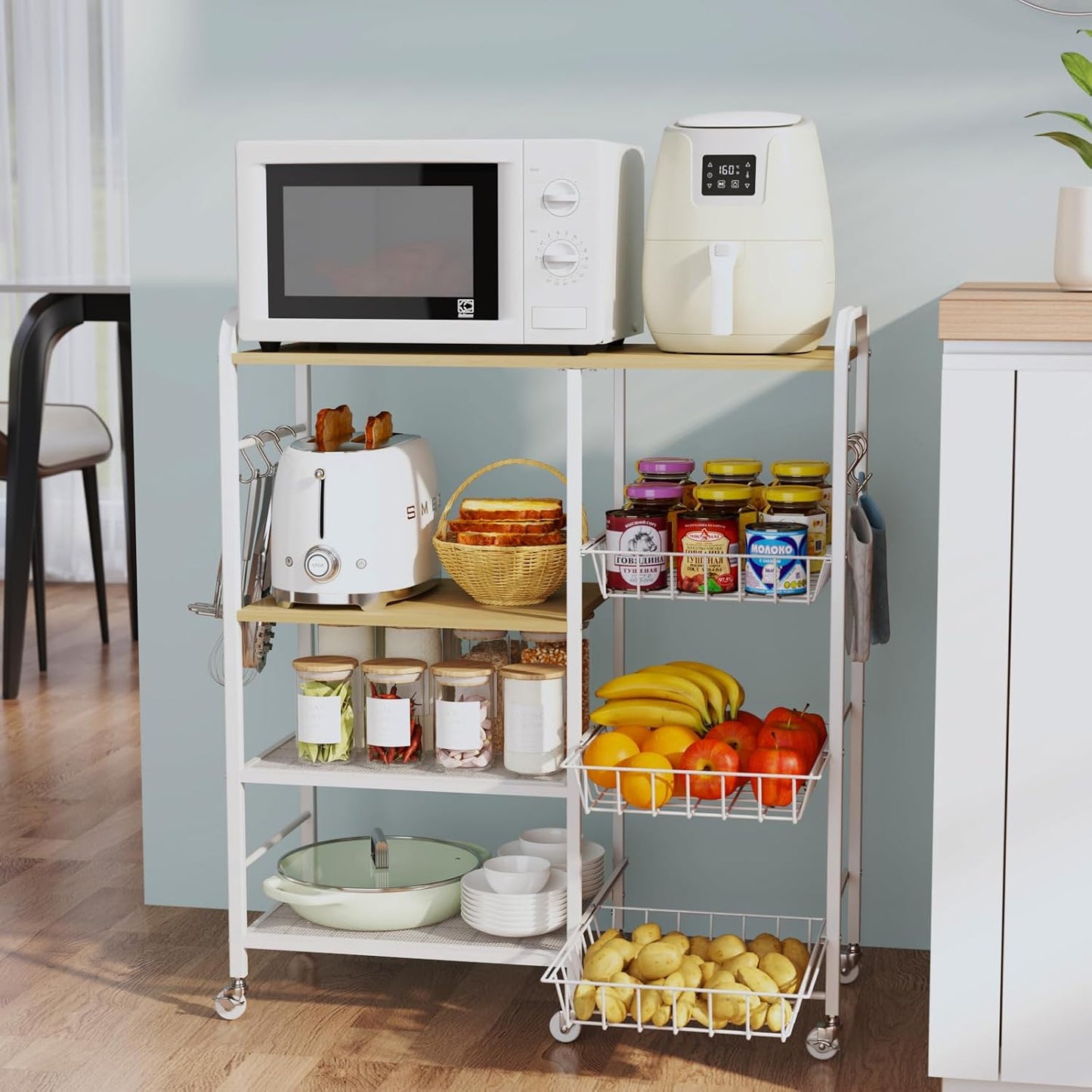 HapiRm Carrito de Cocina con Ruedas para Microondas - Soporte de Me...