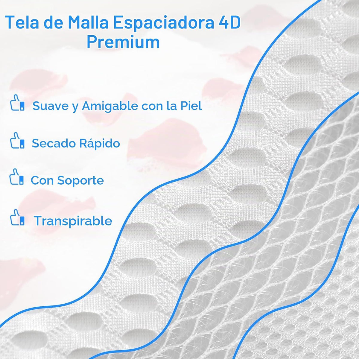 Almohada de baño de lujo de gran tamaño en forma de pétalos para ca...