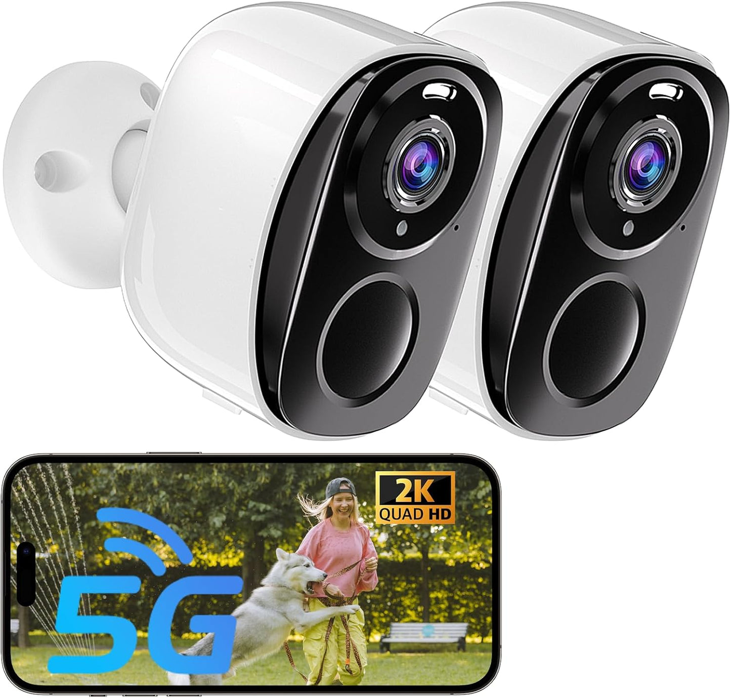 Paquete de 2 cámaras de seguridad inalámbricas 5G y 2.4G para exter...