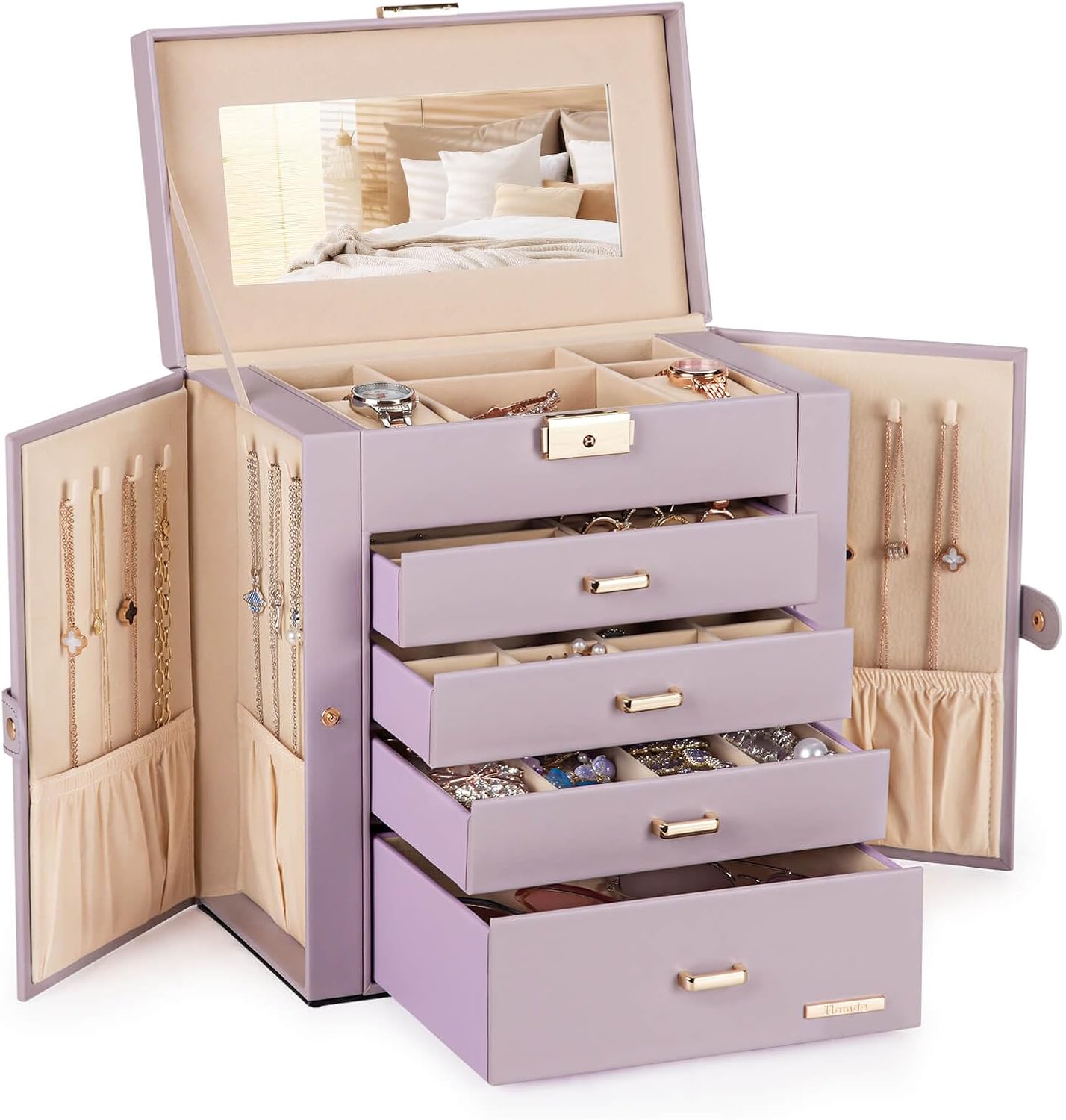 Homde Regalos de Navidad Caja de Joyas Enorme de Cuero Sintético Or...