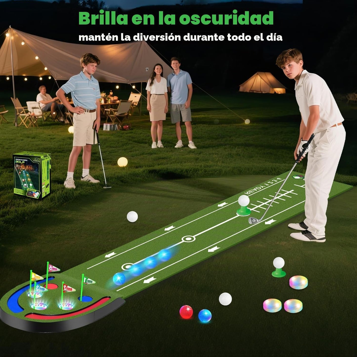 TERRAMUS Alfombrilla de Golf Mejorada para Niños, Verde con Agujero...