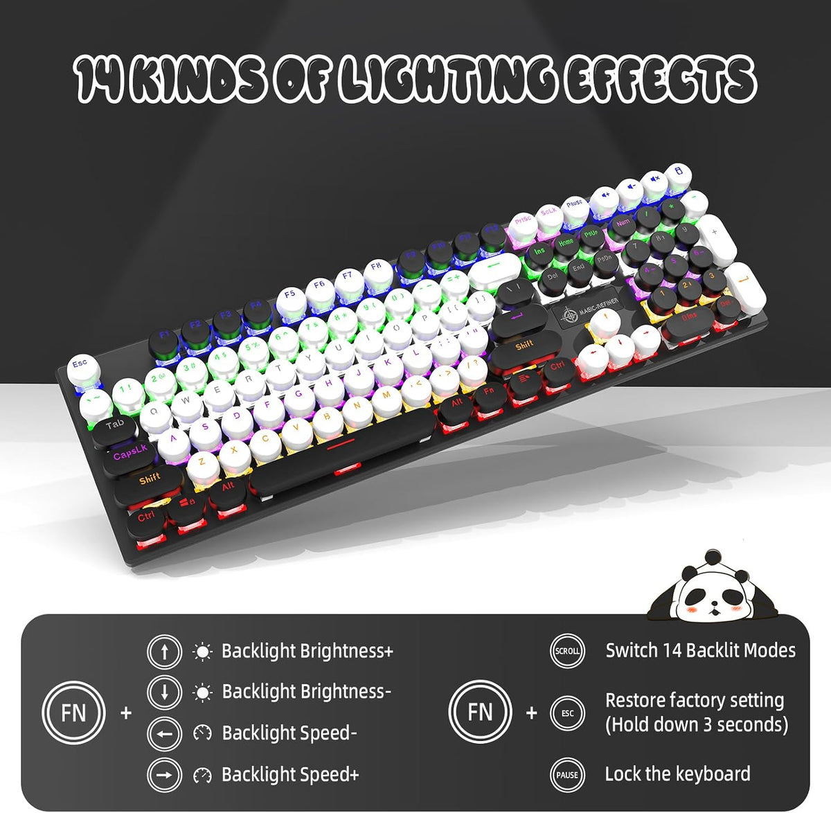 Teclado mecánico retro con cable para juegos, estilo máquina de esc...