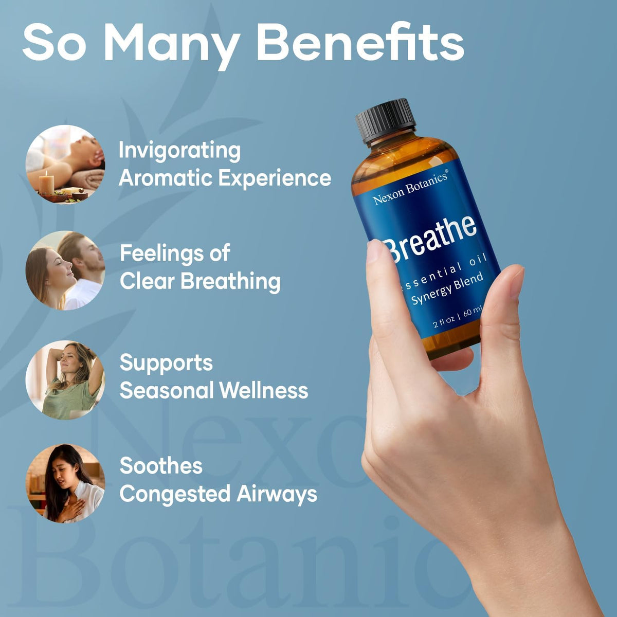 Breathe Mezcla de Aceites Esenciales 60 ml (2.0 fl oz) - Alivio Sin...
