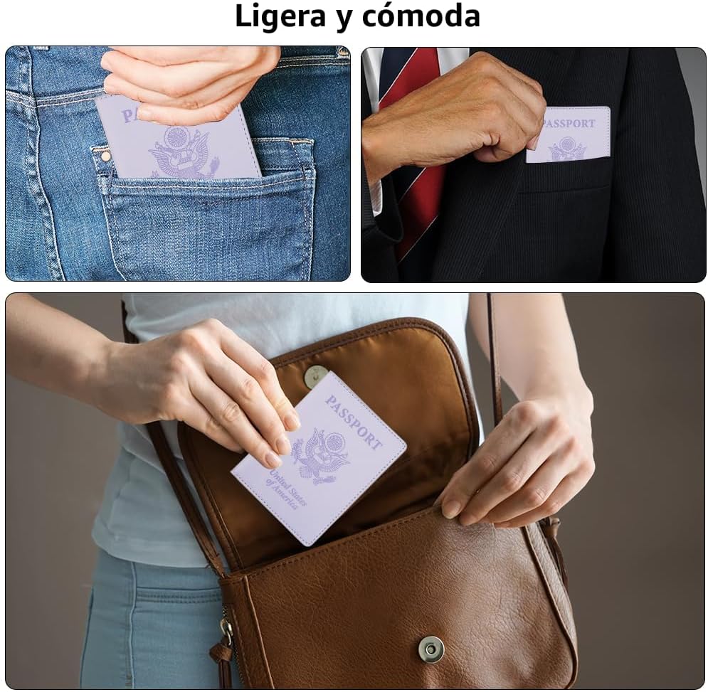 Funda de cuero para pasaporte - Cartera de pasaporte de viaje para...