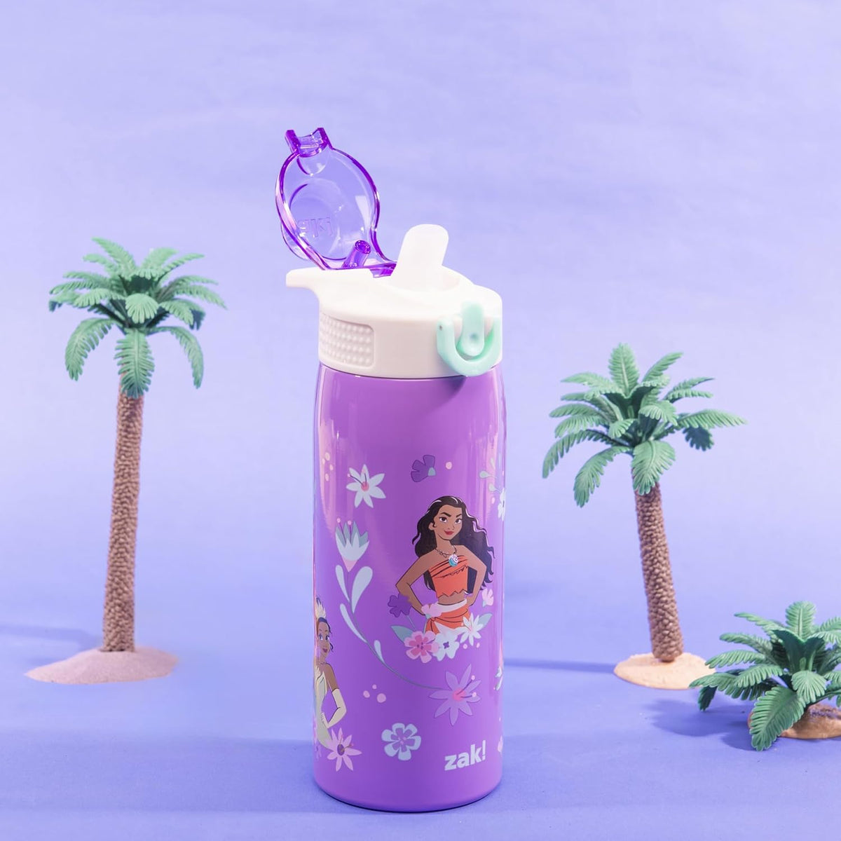 Zak Designs Botella de agua para niños de princesas Disney Sage par...