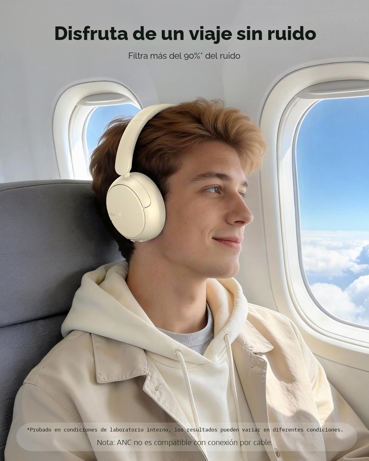 TALIX H30 Auriculares híbridos con cancelación activa de ruido, 110...