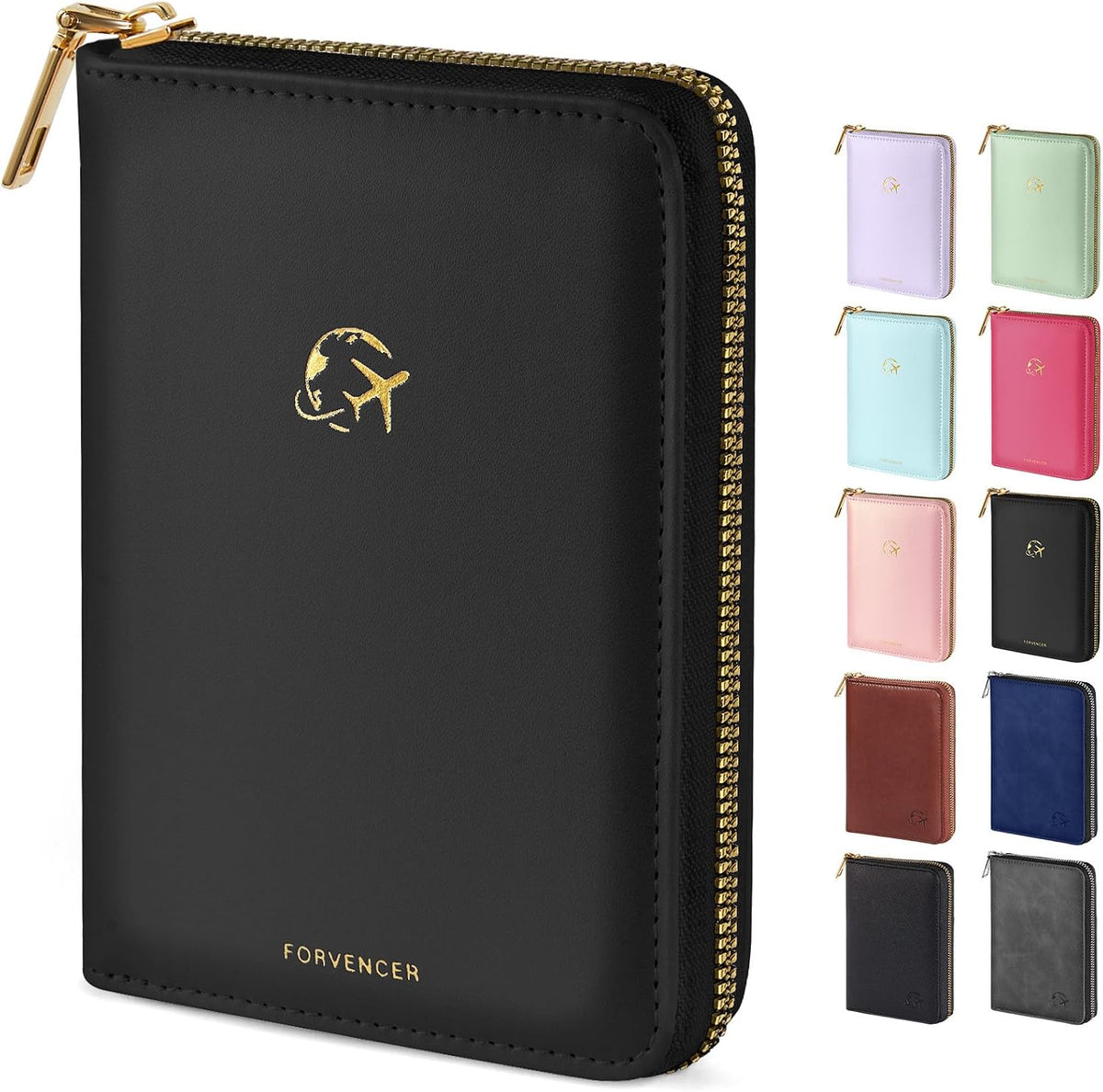 Forvencer Funda para pasaporte con cierre de cremallera seguro, car...