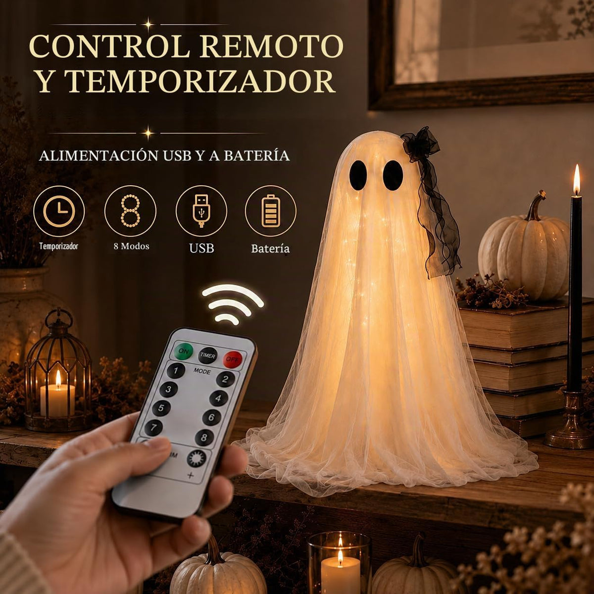 Decoraciones de Halloween para interiores, paquete de 2 fantasmas b...
