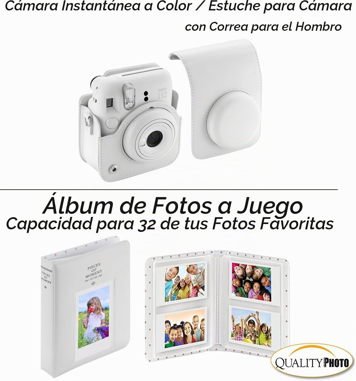 Fujifilm Cámara instantánea Instax Mini 12 con funda, calcomanías d...