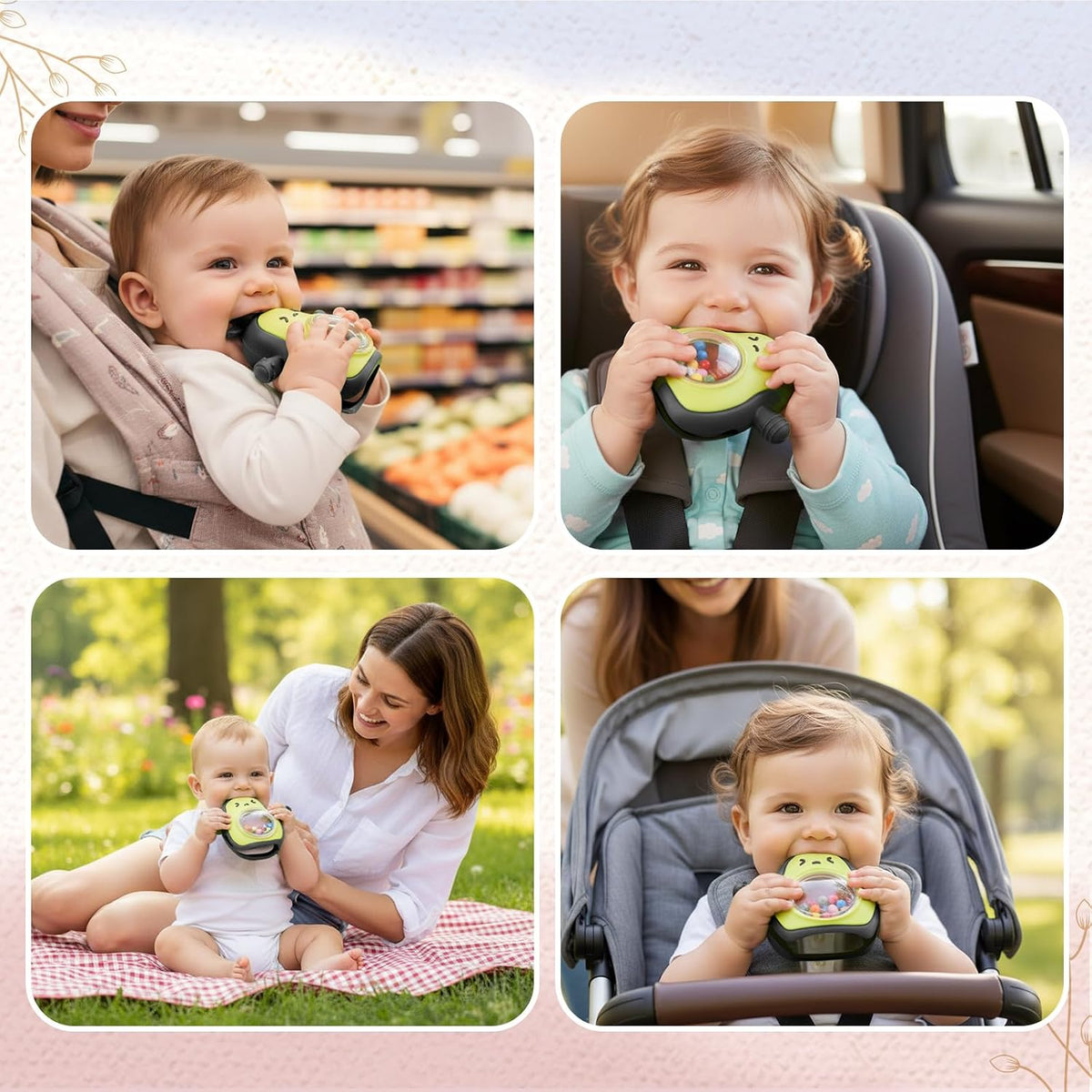 Sonajero para bebés, juguetes de dentición de aguacate de silicona,...