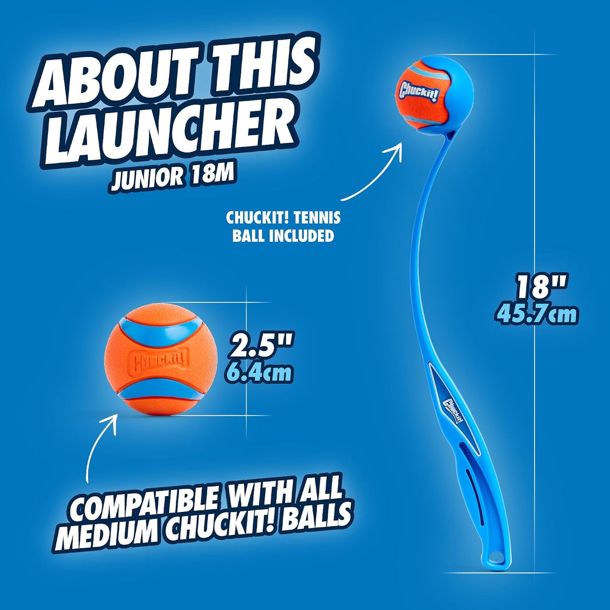 Chuckit! Junior 18M - Lanzador de pelotas para perros, 18 pulgadas...