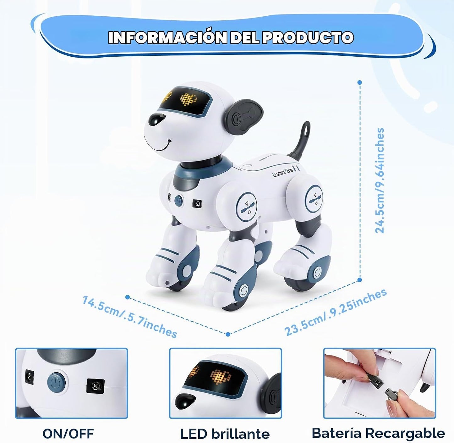 FUUY Perro robot para niños, robot de control remoto, robot interac...