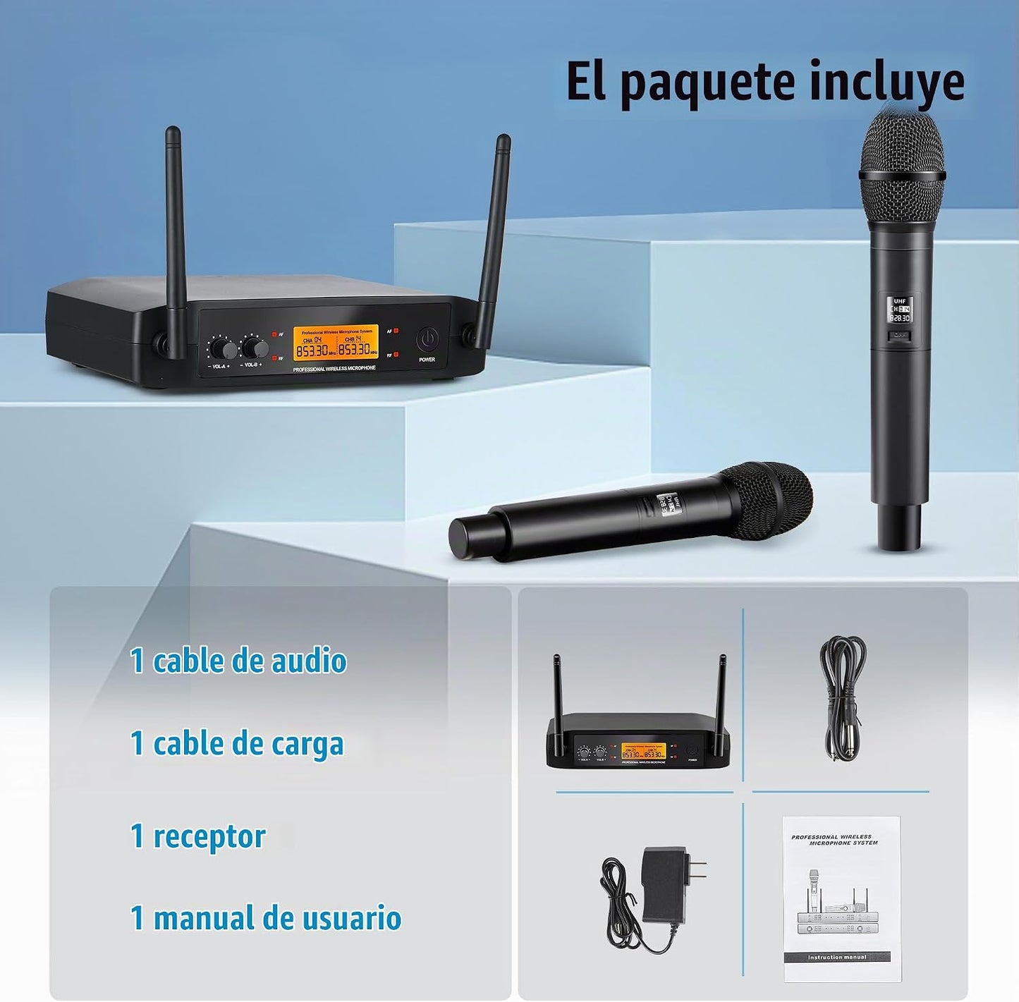 RXSKERTL Micrófono para cantar, sistema de micrófono inalámbrico, d...