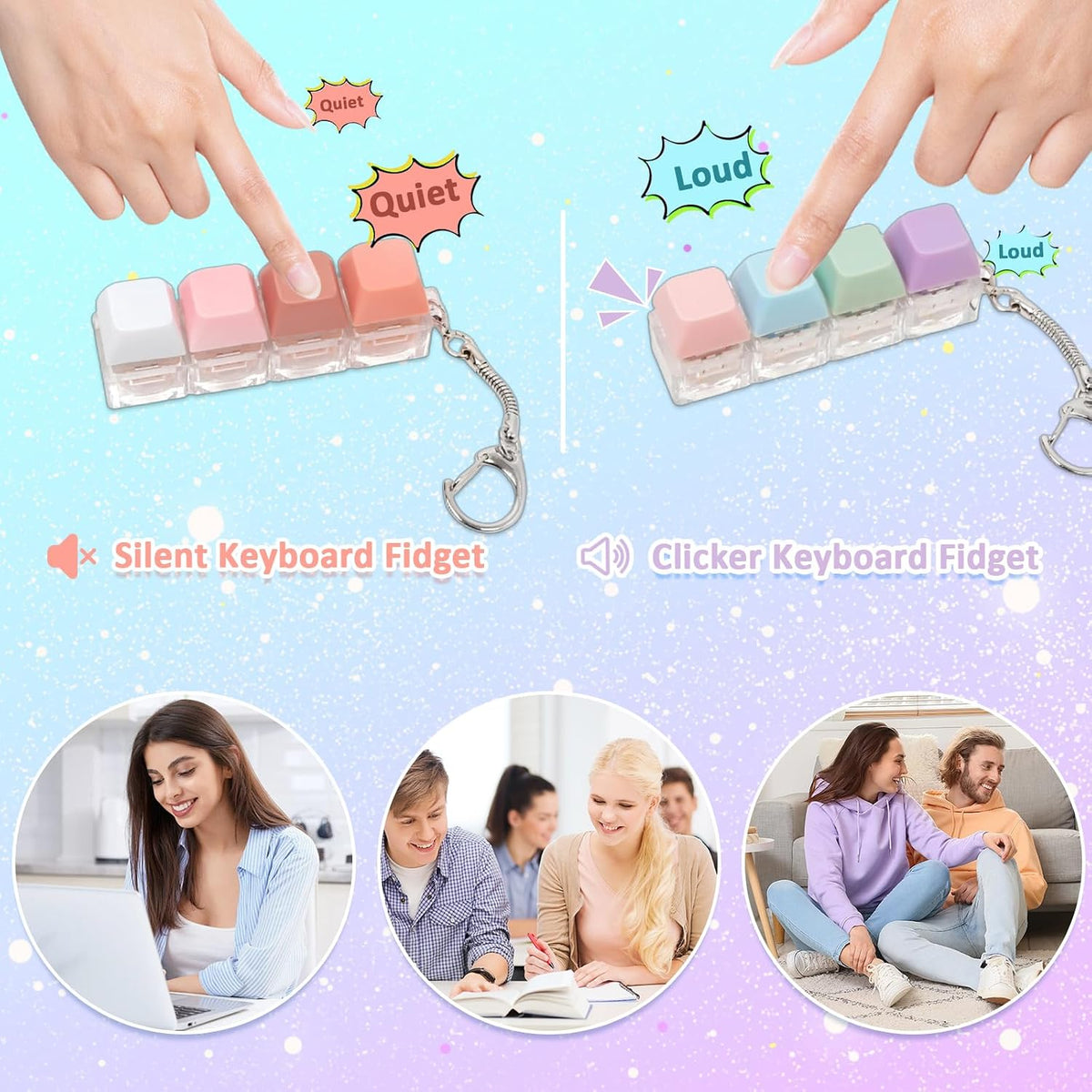 Juguete sensorial de teclado con clicker, 2 piezas, teclado silenci...