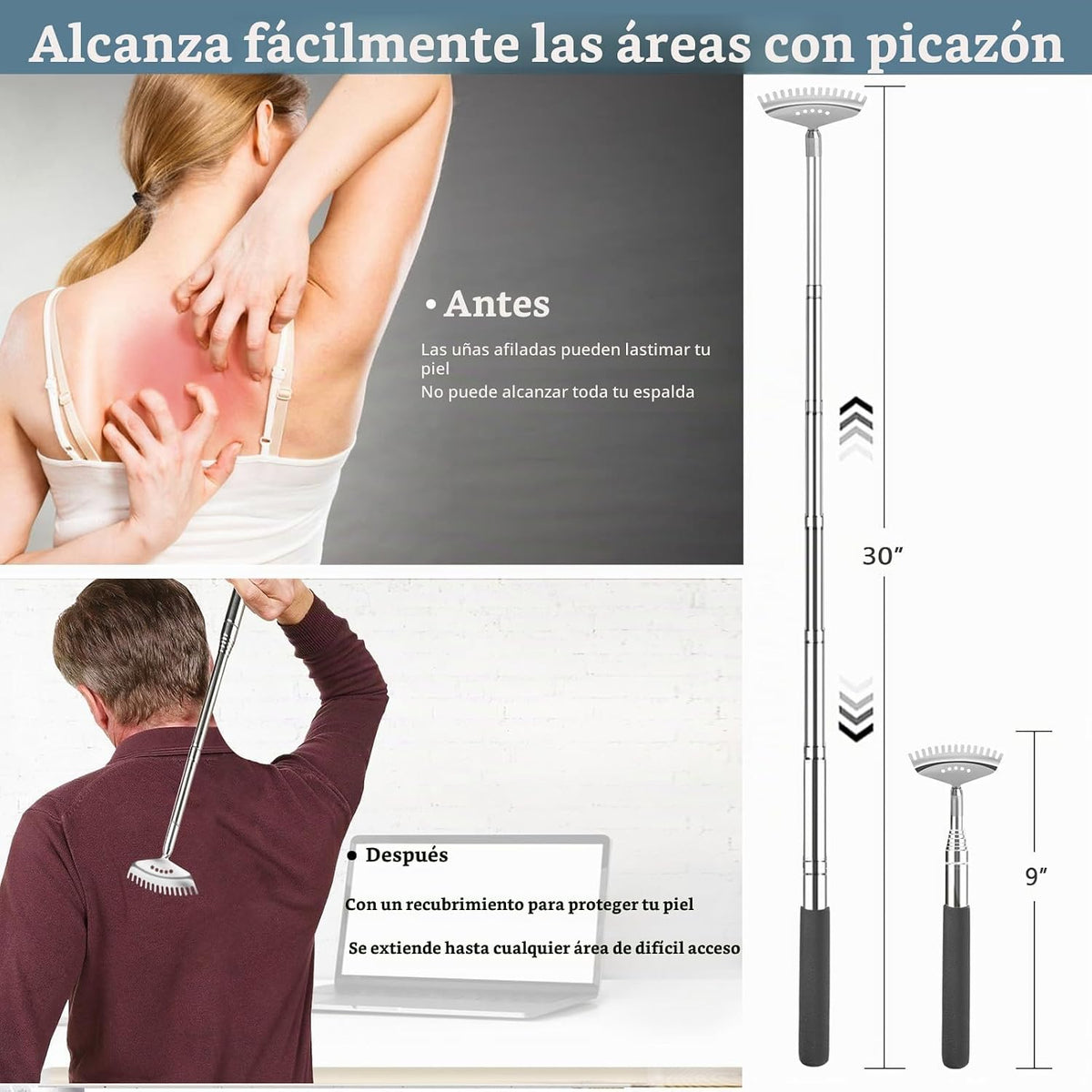 Svjetiq Rascador de Espalda Extensible Extra Grande para Hombres Mu...