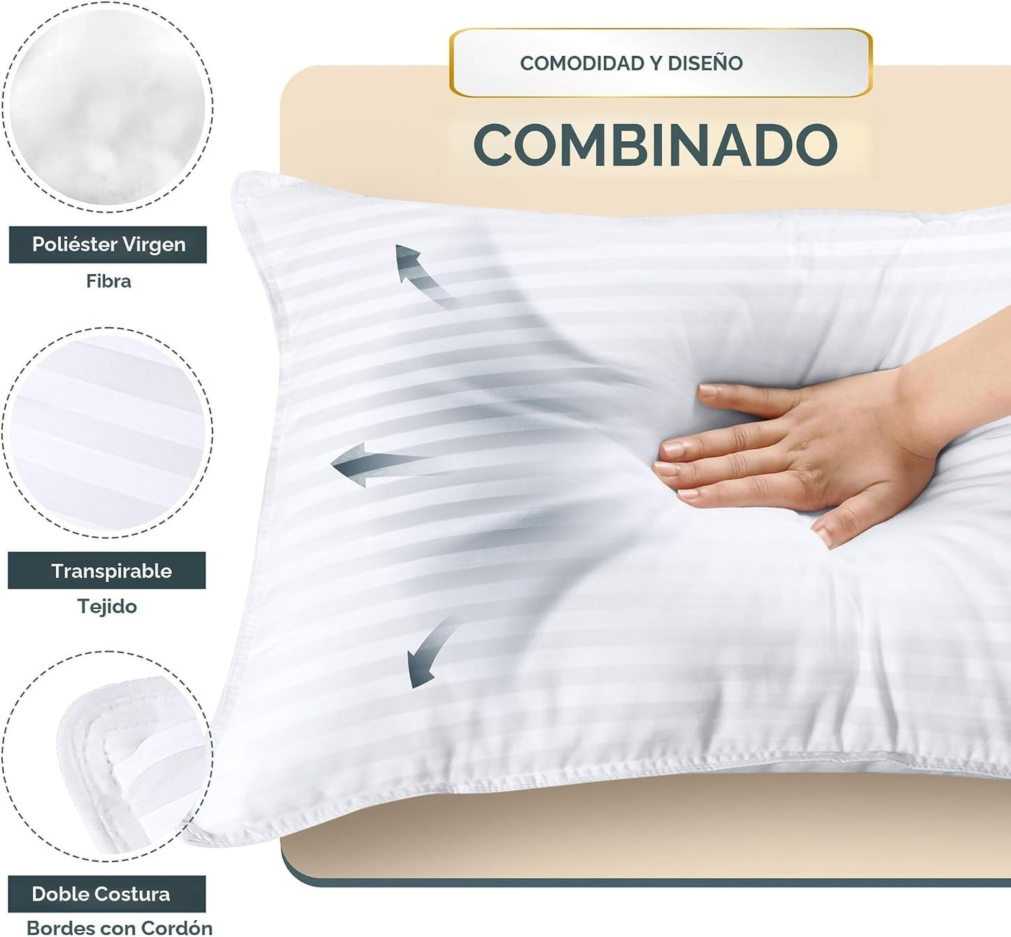 Utopia Bedding - Almohadas de cama para dormir, tamaño europeo (bla...
