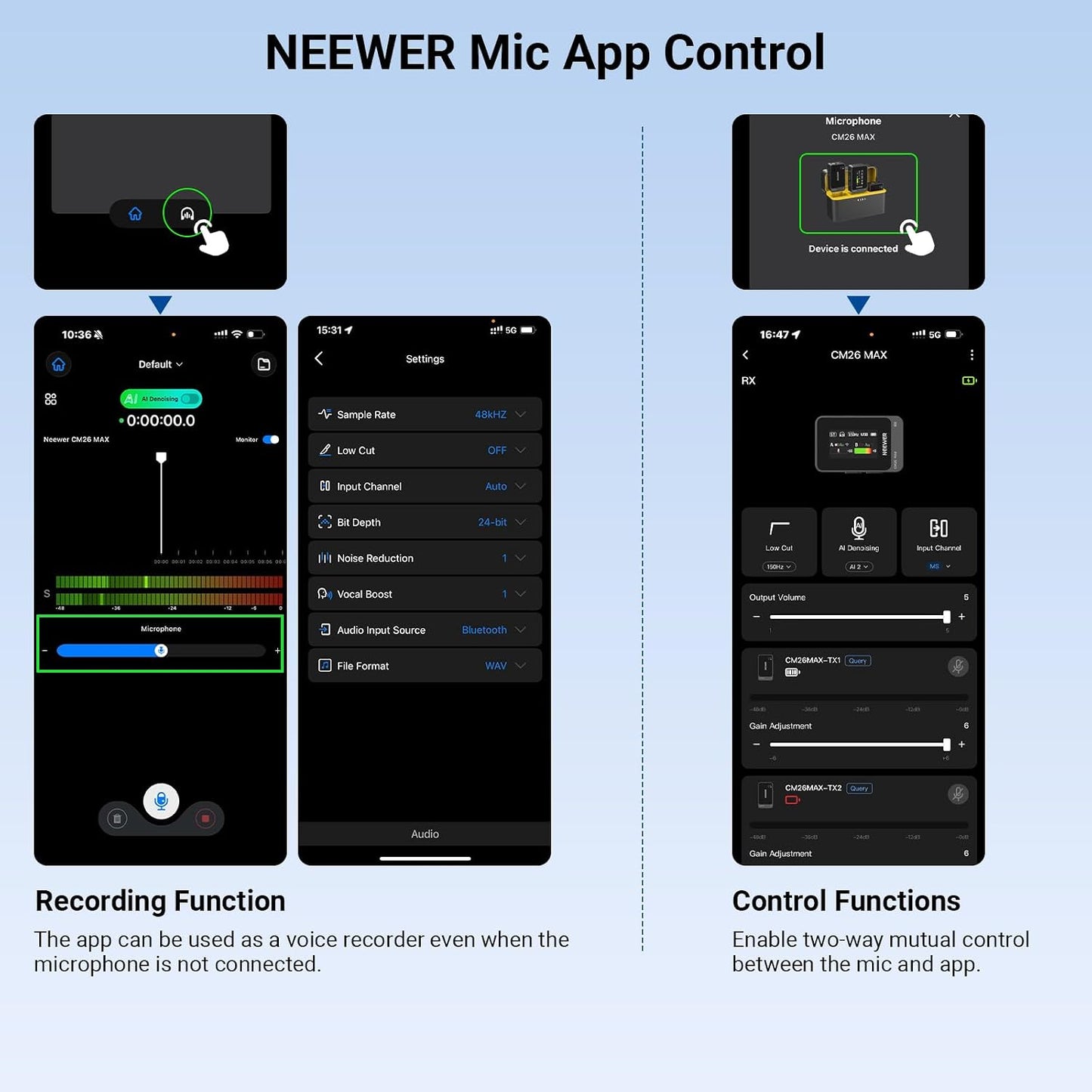 NEEWER CM26 MAX AI - Micrófono inalámbrico Lav compatible con iPhon...