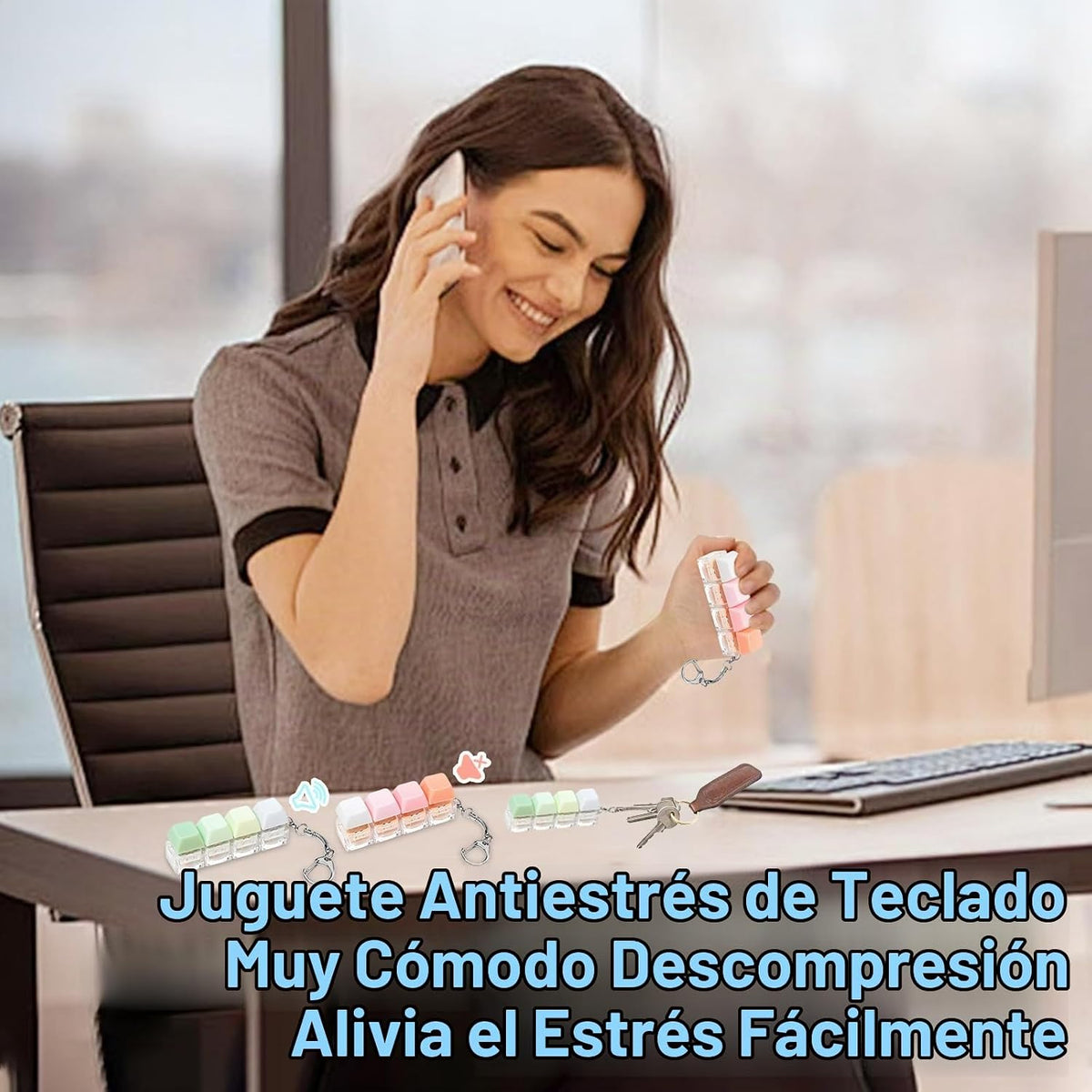 Juguete sensorial de teclado con clicker, 2 piezas, teclado silenci...