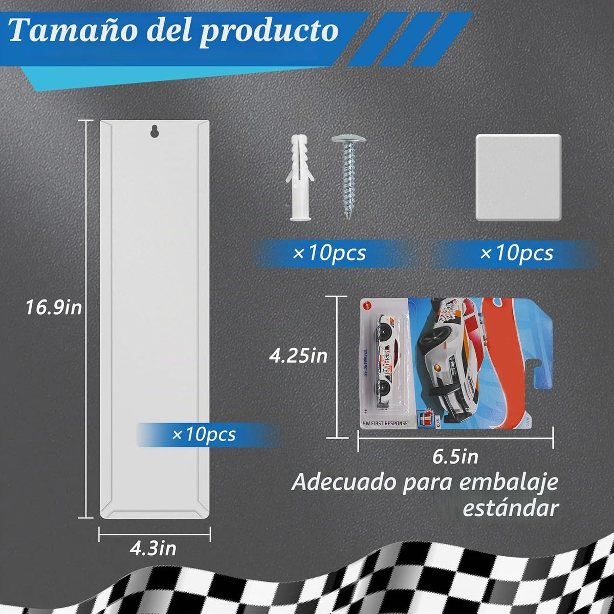 10 piezas de vitrina para modelos de coches con montaje en pared co...