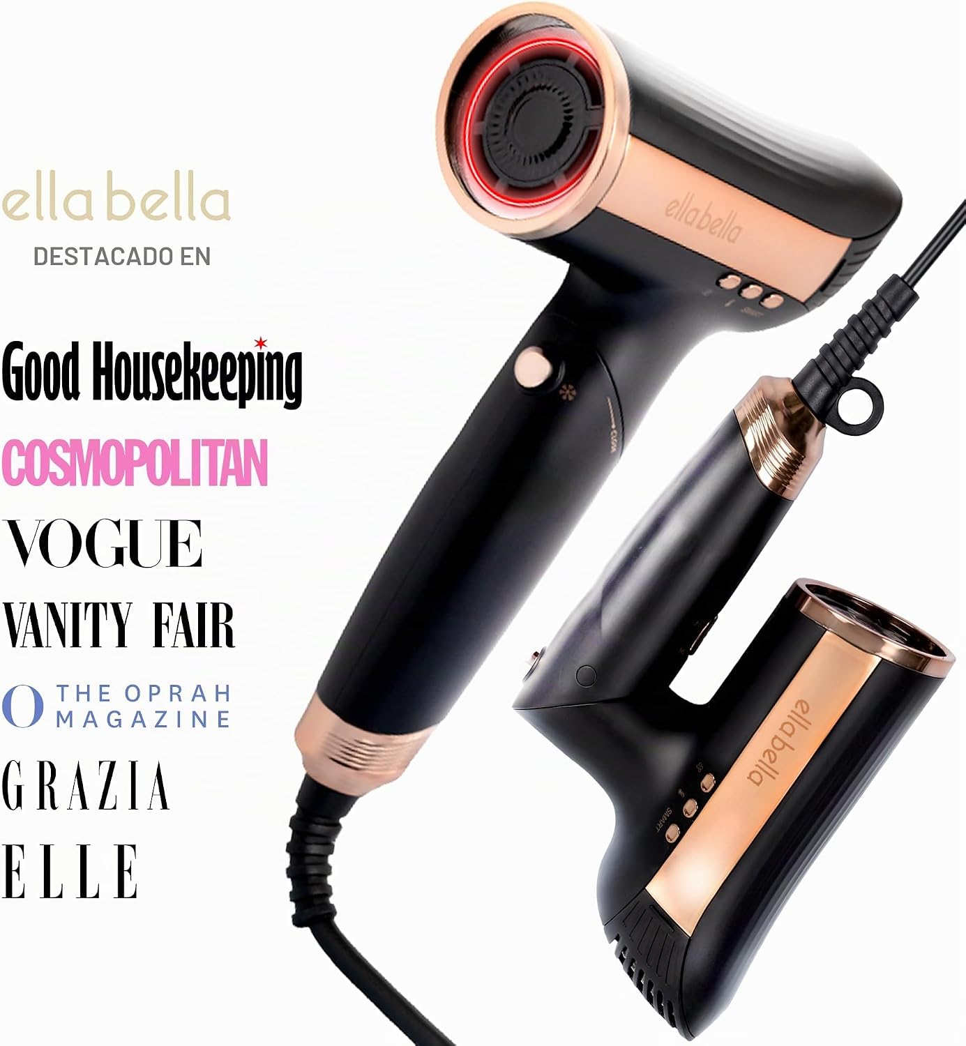 ELLA BELLA® Secador de pelo plegable por infrarrojos: motor profesi...