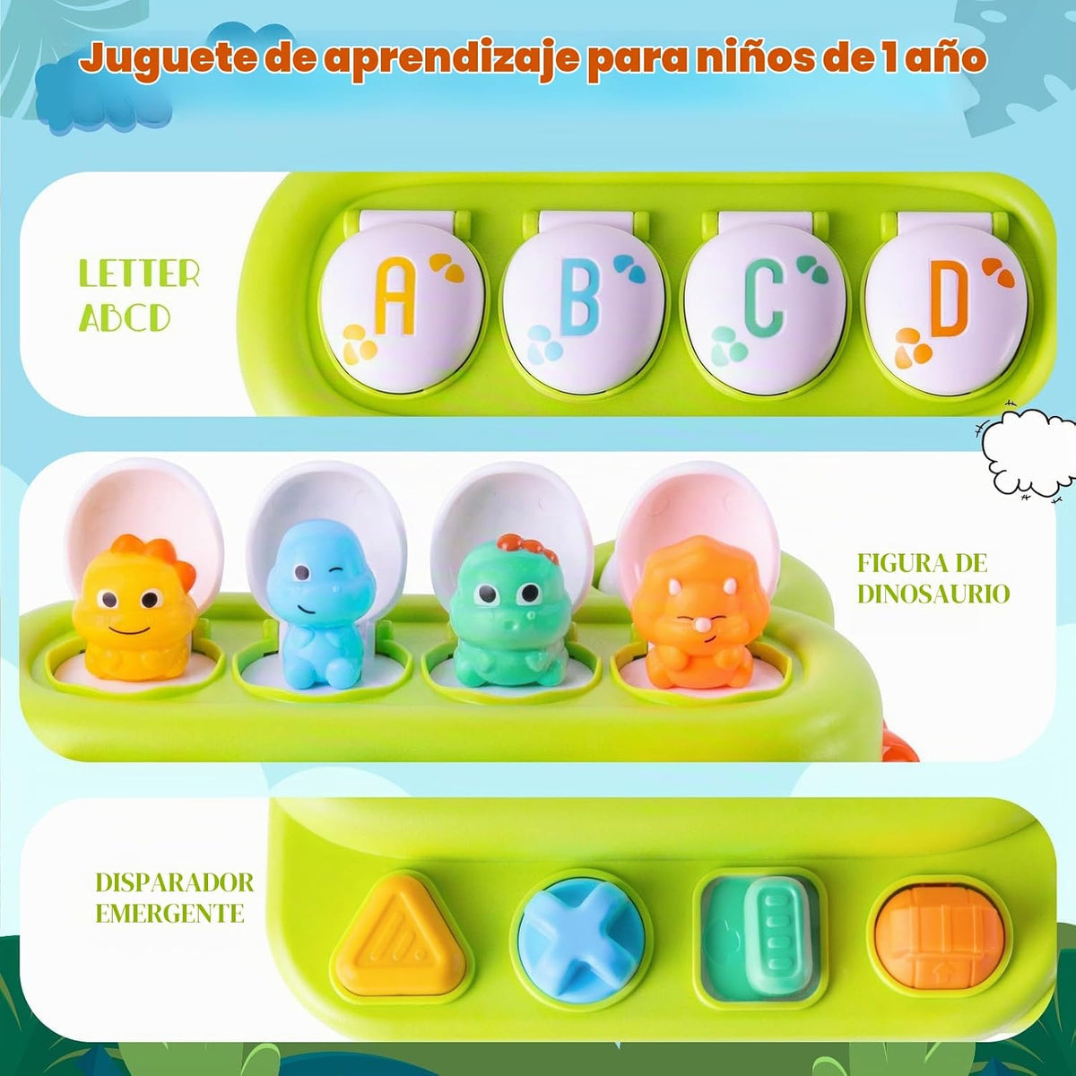 Tovol Zerky Causa y Efecto Pop Up Dinosaurio Juguete para niños de...