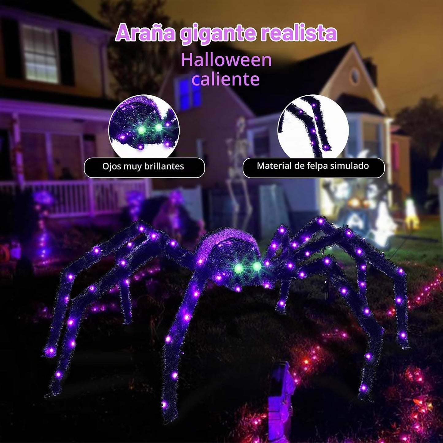 Decoración de Halloween para exteriores de araña gigante, decoració...