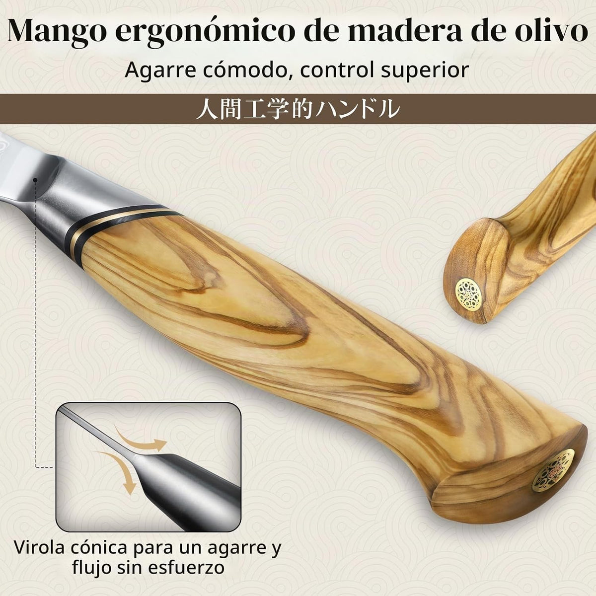 TIVOLI Cuchillo de chef Damasco - Cuchillo de cocina profesional ja...