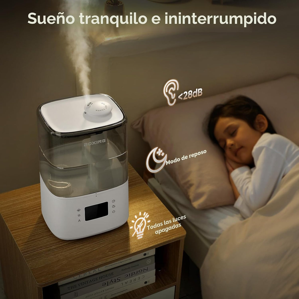 BOXING Humidificadores de niebla cálida y fría para dormitorio, hab...