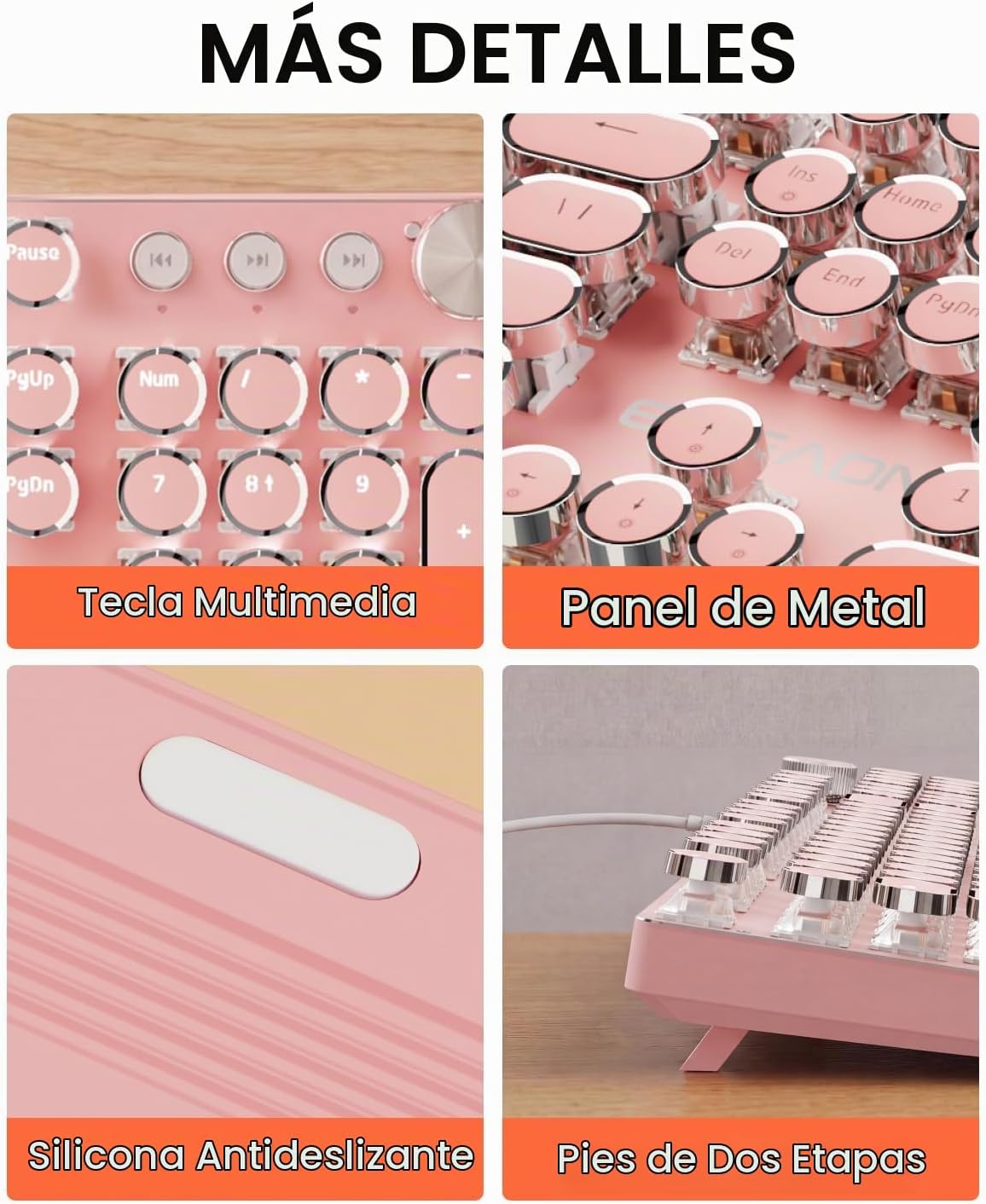 SEUNKWANG Combo de teclado y mouse con máquina de escribir con cabl...