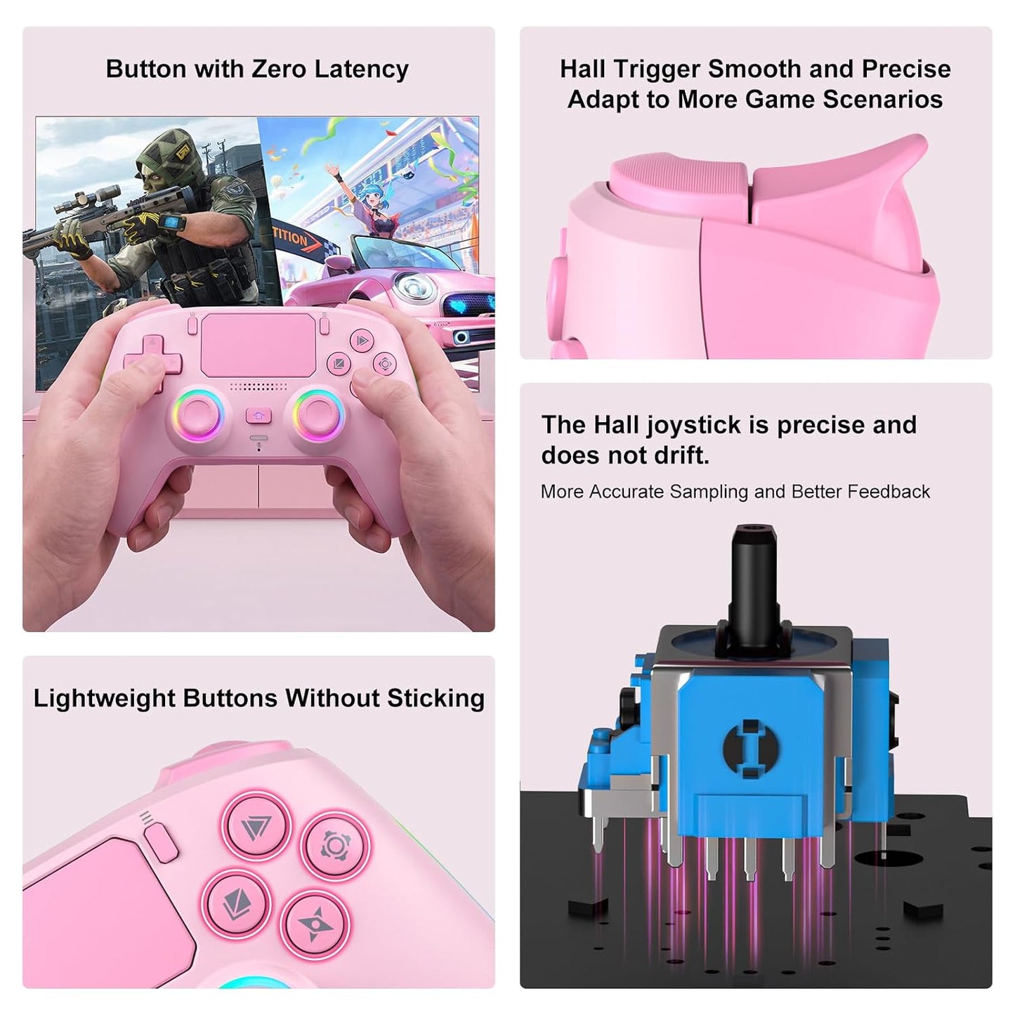 SIMGAL Controlador Inalámbrico para PS5\/PC, RGB\/1000mAh\/Turbo\/V...