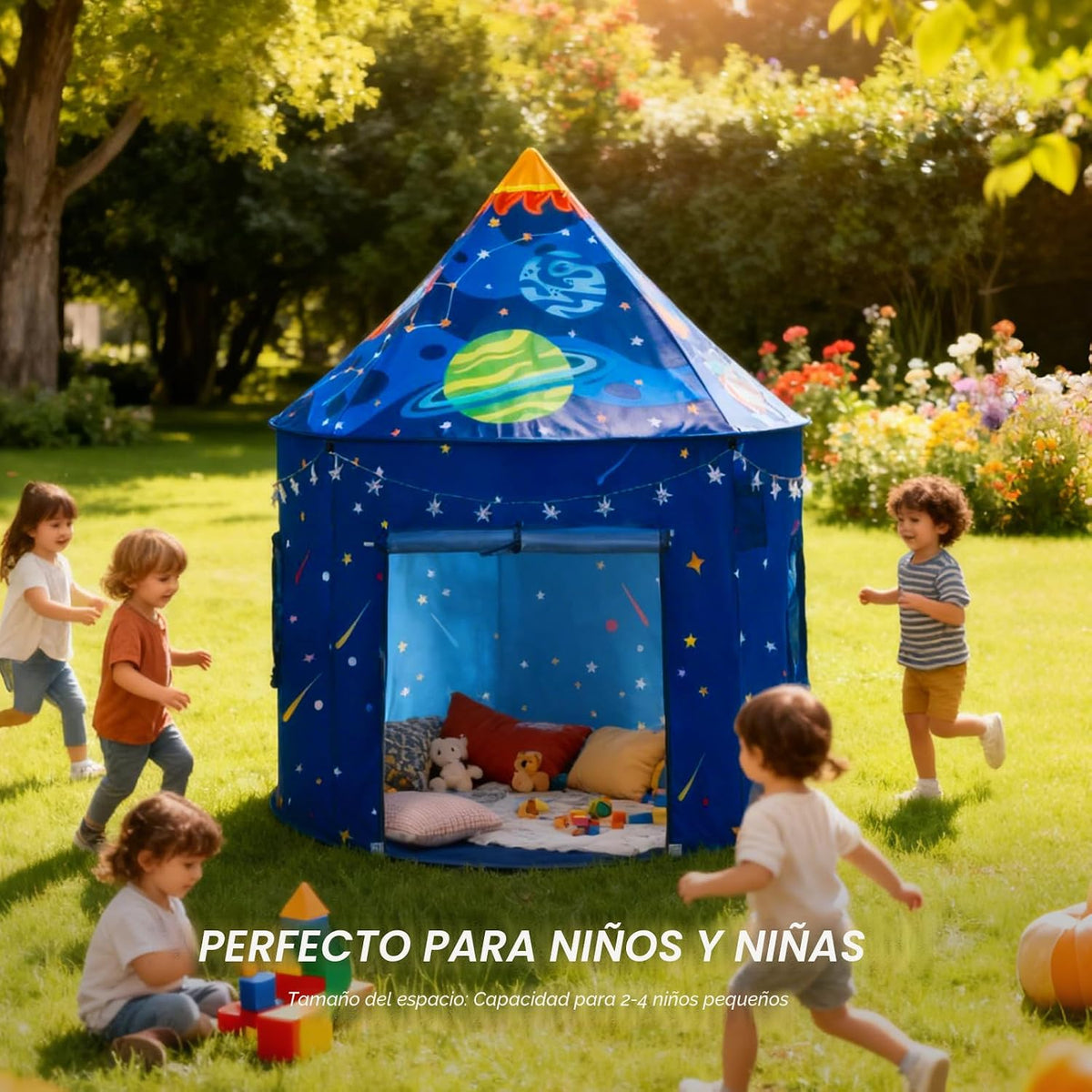 ROIWUIE Tienda de campaña con forma de cohete espacial para niños c...