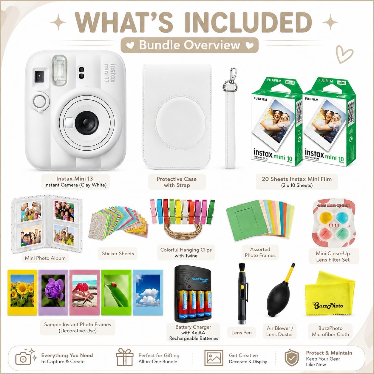 Paquete de cámara de película instantánea FUJIFILM instax Mini 13 C...