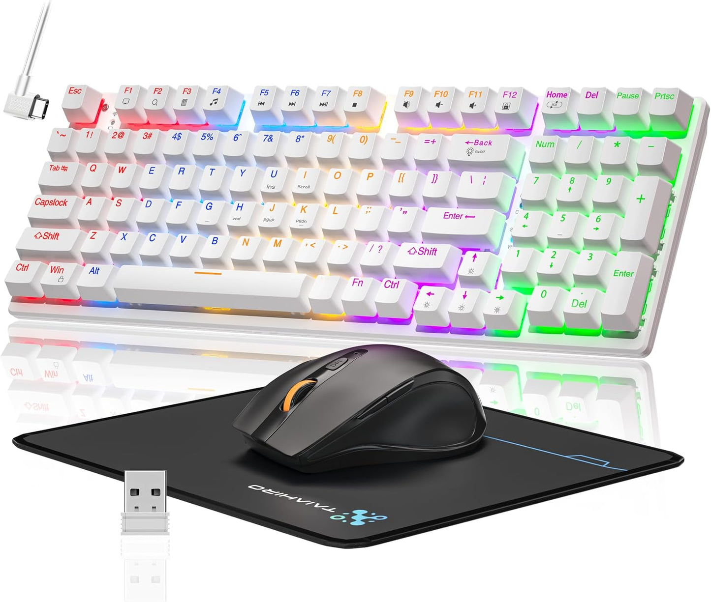 Combo de teclado mecánico inalámbrico y mouse, teclado para juegos...