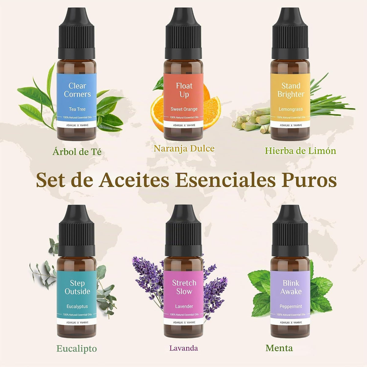 ASAKUKI - Difusor de aceites esenciales de 700 ml, ultrasónico, hum...