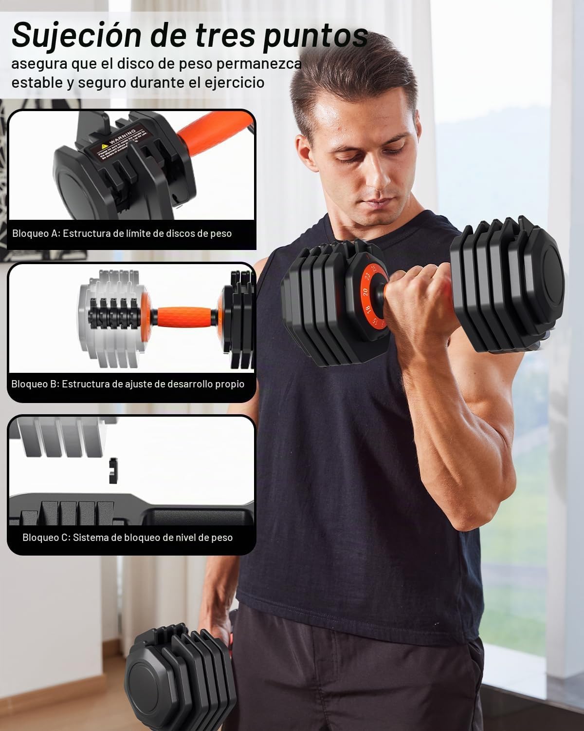 Fit Sir Juego de mancuernas ajustables, 10 en 1, mancuernas ajustab...