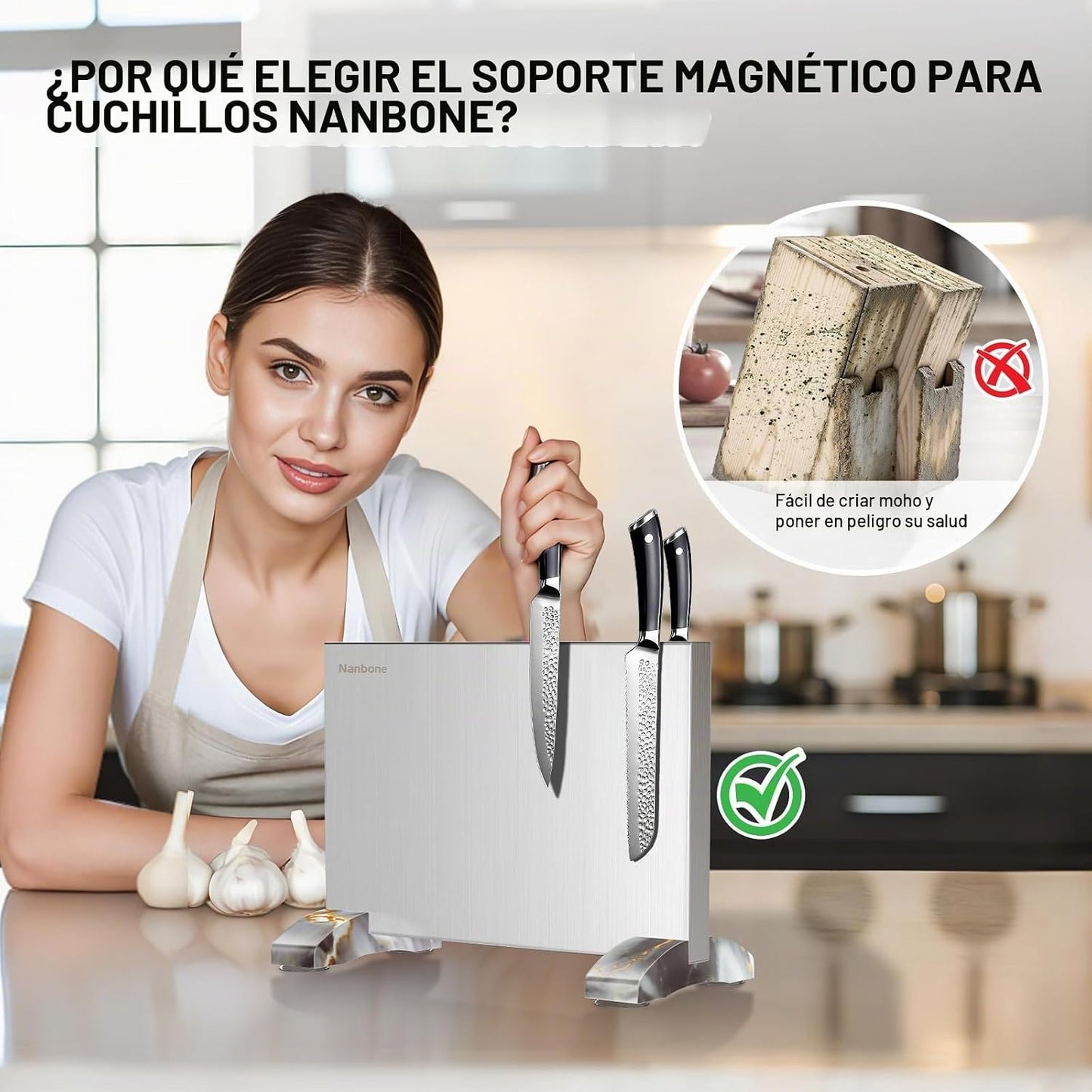 Nanbone - Soporte magnético para cuchillos sin cuchillos, soporte d...