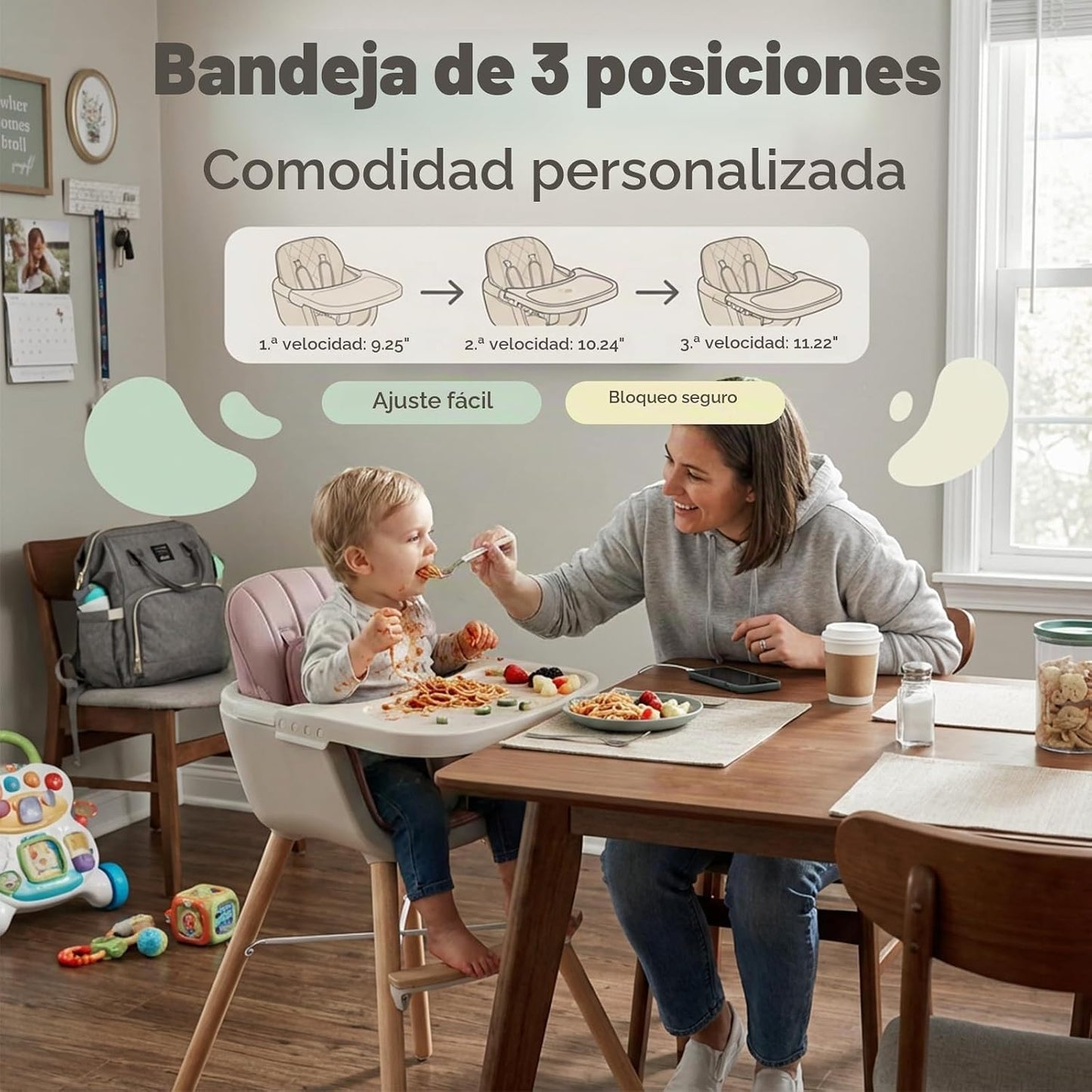 Mallify Silla alta de madera 3 en 1, sillas altas convertibles para...